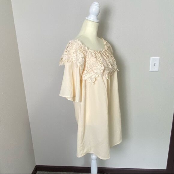 NWT Umgee Crochet Top Lace Short Flutter Sleeve Boho Mini Dress Women's Size S - Picture 3 of 14